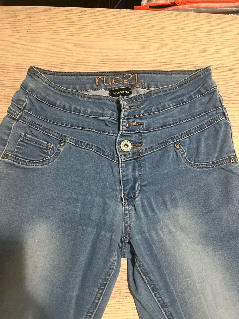 Rue21 Light Blue High-Rise Multi-Button Skinny Jeans freedom flex